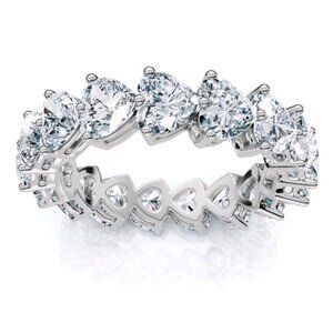 3.5 Ct Heart Shape Lab Grown Diamond Eternity Band Ring Plat E VS GIA Authentic